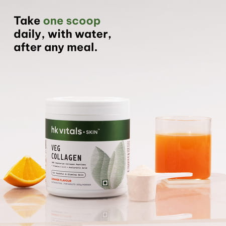Hk Vitals Veg Collagen Supplement (Orange | 200g) With Sipper | 300ml | Combo Pack
