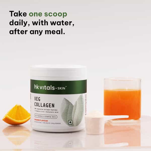 Hk Vitals Veg Collagen (Orange | 200G) + 300Ml Sipper | Skin | Hair & Nail Support | Combo