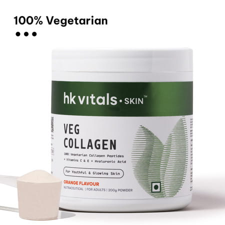 Hk Vitals Veg Collagen Supplement (Orange | 200g) With Sipper | 300ml | Combo Pack