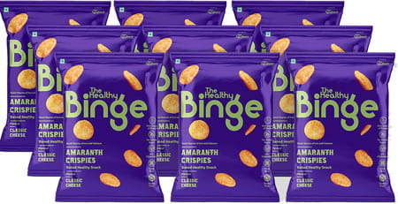 The Healthy Binge | Baked Chips |Amaranth Cheese | 0% Cholesterol | Pack Of 9