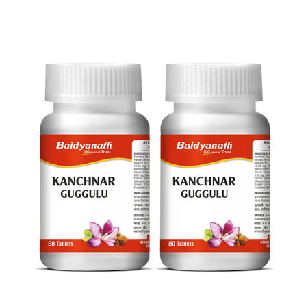 Baidyanath Ayurved Kanchanar Guggulu 80 Tablets For Thyroid & Wellness Support (Pack Of 2)