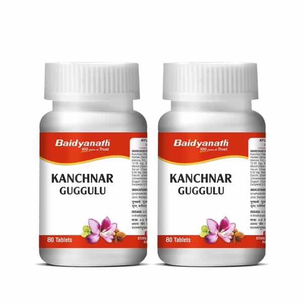 Baidyanath Ayurved Kanchanar Guggulu 80 Tablets For Thyroid & Wellness Support (Pack Of 2)