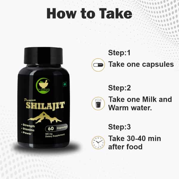 Fij Ayurveda Premium Shilajit/Shilajeet Extract Capsule For Vigor & Vitality - 60 Capsules