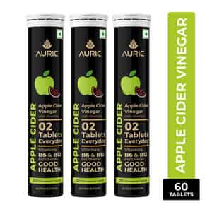 Auric Apple Cider Vinegar With Vitamins | 60 Acv Tablets With Vitamin B6 & B12 In Every Tube