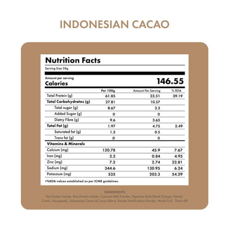 Cosmix No- Nonsense Plant Protein - Indonesian Cacao 500g (Pack Of 1)