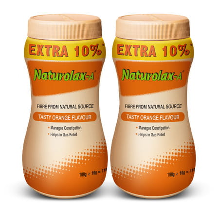 Naturolax - A Isabgol Husk Powder | Constipation Relief | Orange Flavor | Ayurvedic | 100g (2 Packs)