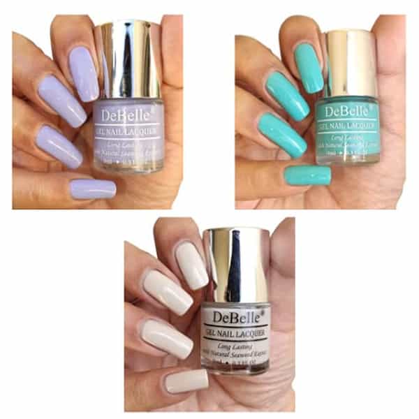 Debelle Gel Nail Polish Gift Set Of 3 Blue Berry Bliss,Teal Green,Natural Blush-24 Ml (8 Ml Each)