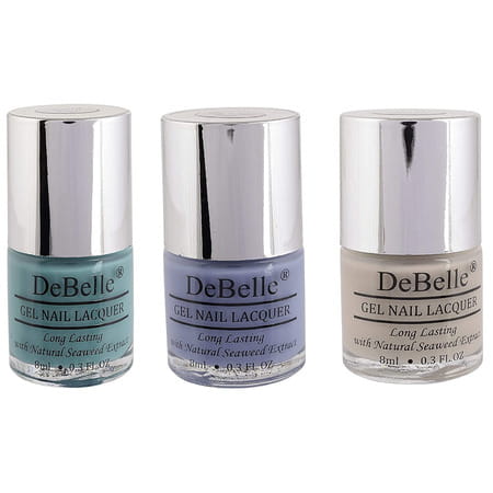Debelle Gel Nail Polish Gift Set Of 3 Blue Berry Bliss,Teal Green,Natural Blush-24 Ml (8 Ml Each)