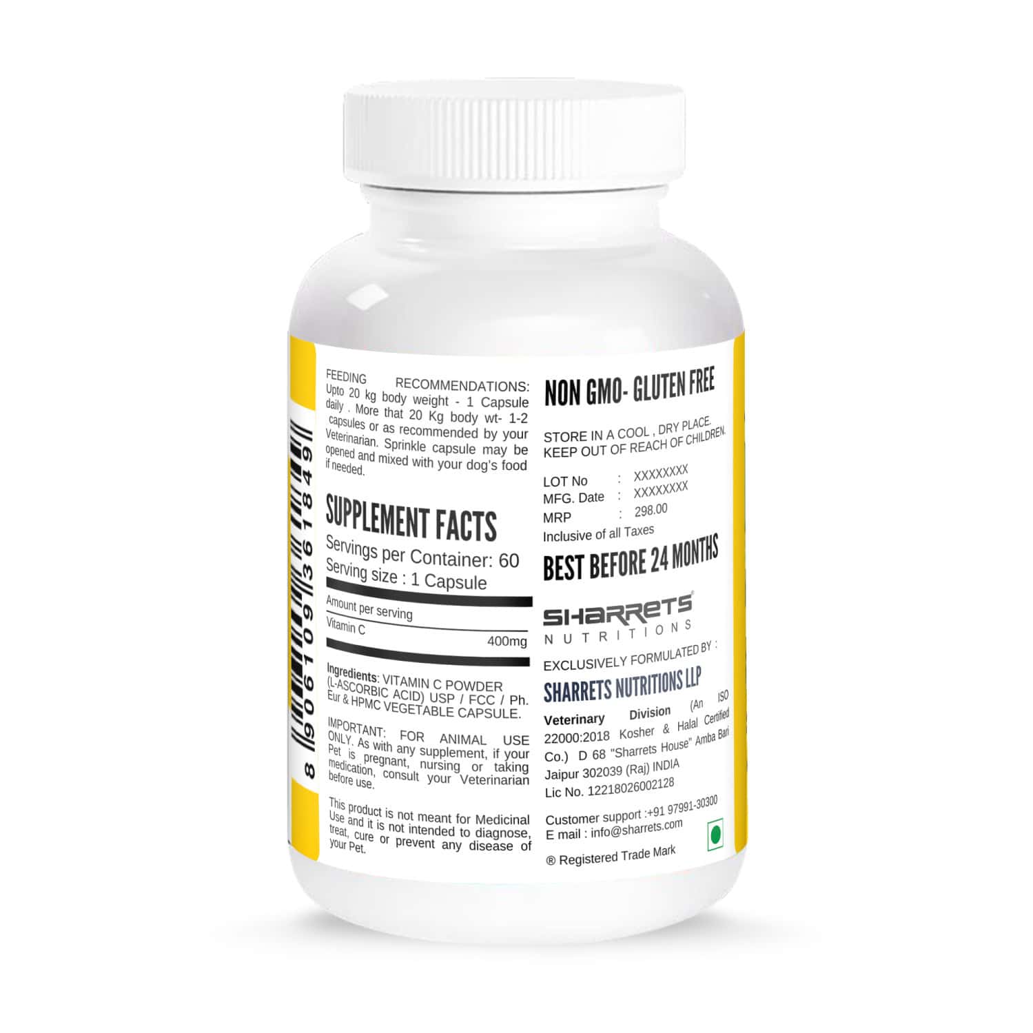Buy SHARRETS VITAMIN C FOR PETS L ASCORBIC ACID USP/FCC/PH. EUR