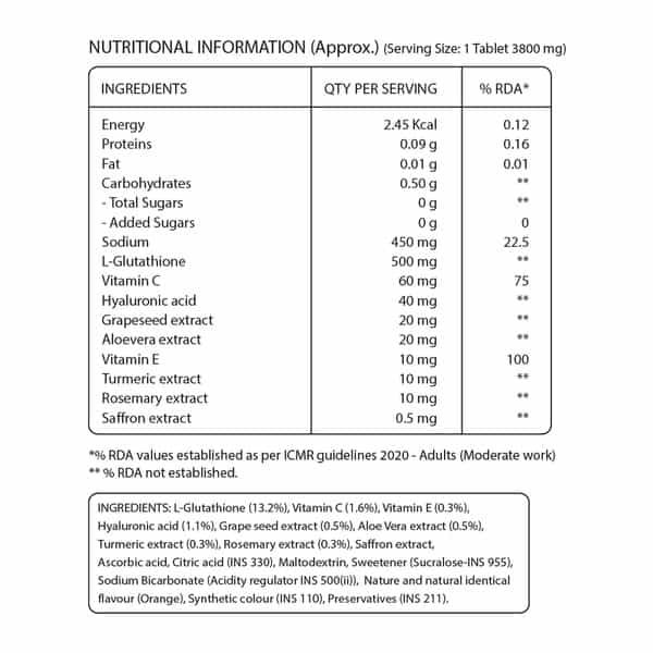 Pure Nutrition Glutathione 500 Mg L Glutathione Tablets For Healthy Glowing Skin - 15 Tablets