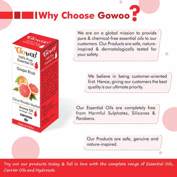 Go Woo 100% Pure Grapefruit Oil Virgin & Undiluted 30 Ml