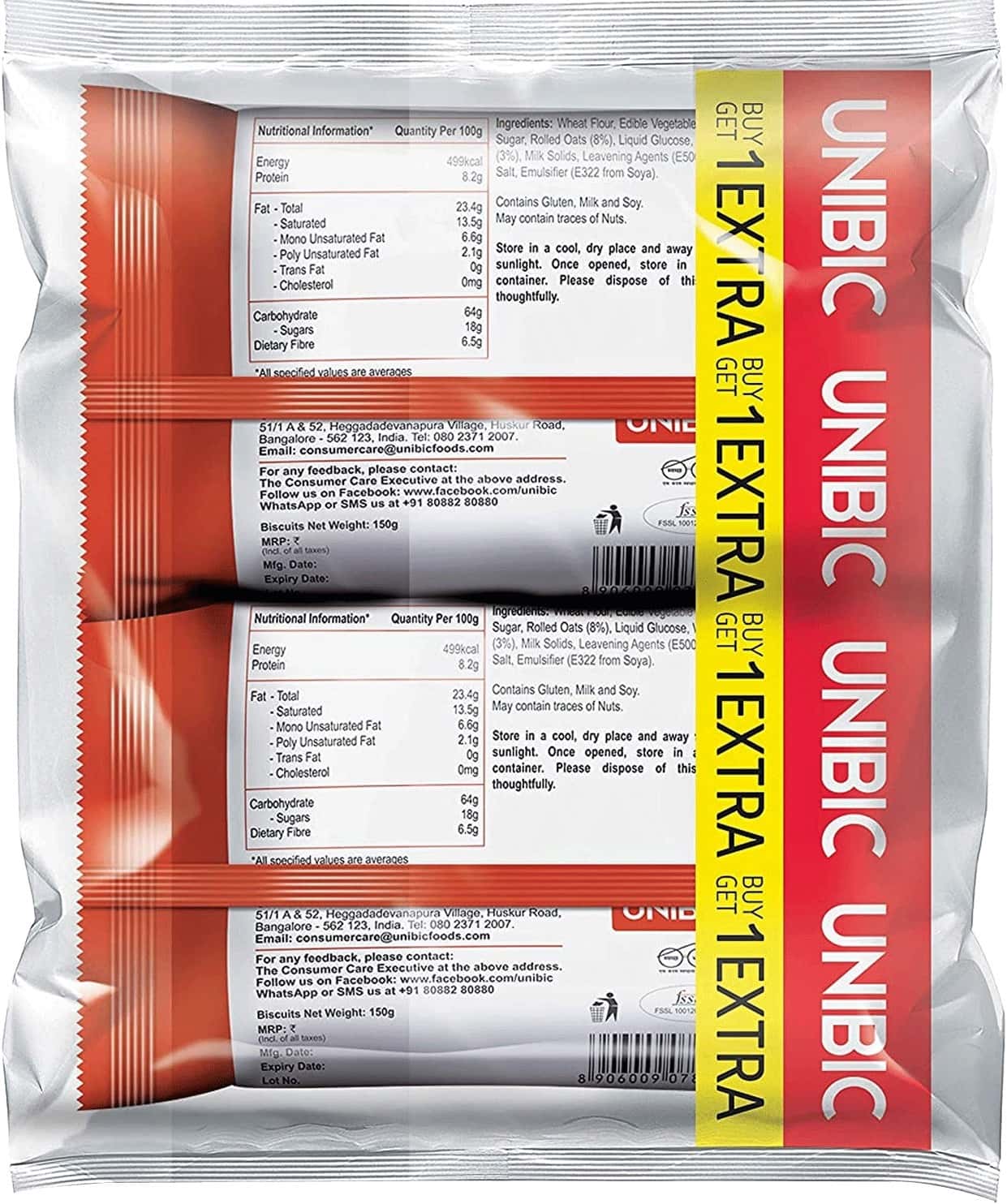 Buy UNIBIC COOKIES OATMEAL DIGESTIVE 150GM (1+1) Online & Get Upto 60