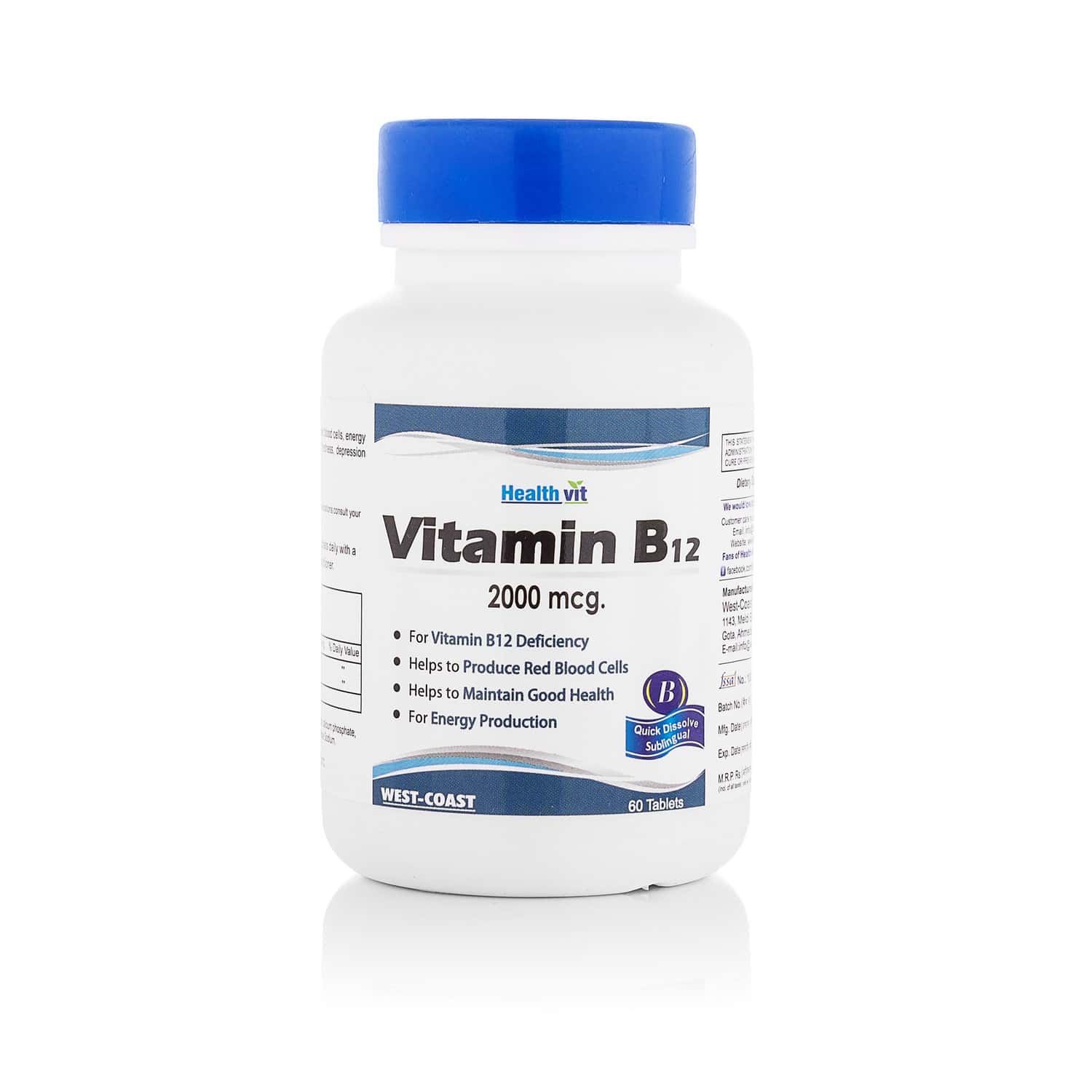 Buy Healthvit Vitamin B12 2000mcg Multivitamin Tablets Bottle Of 60