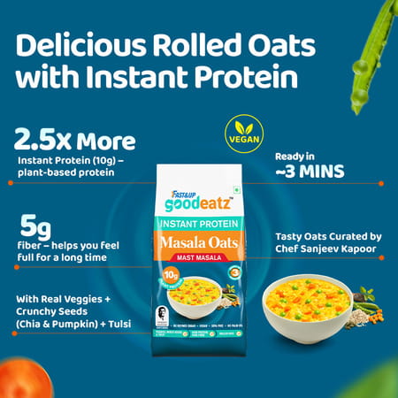 Fast&Up Goodeatz Instant Protein Masala Oats Mast Masala Pack Of 400gms