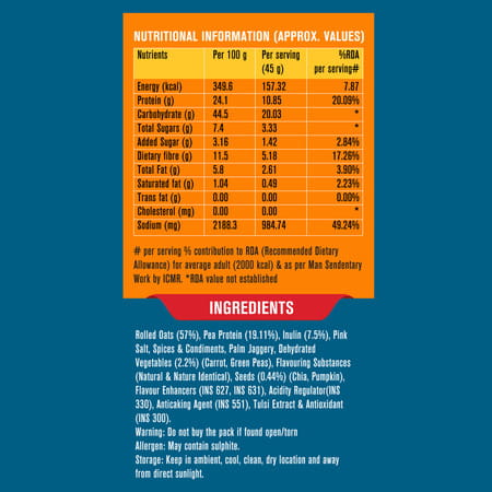 Fast&Up Goodeatz Instant Protein Masala Oats Mast Masala Pack Of 400gms