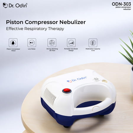 Dr. Odin Odn303 Piston Compressor Nebulizer With Complete Kit Nebulizer (White & Blue)