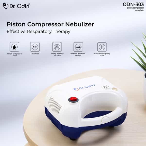 Dr. Odin Odn303 Piston Compressor Nebulizer With Complete Kit Nebulizer (White & Blue)