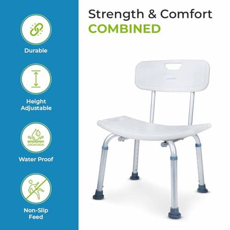 Everactiv Waterproof Shower Chair Stool | Backrest For Elders