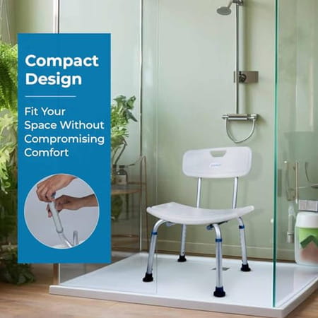 Everactiv Waterproof Shower Chair Stool | Backrest For Elders