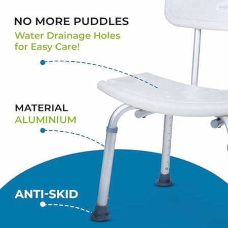 Everactiv Waterproof Shower Chair Stool | Backrest For Elders