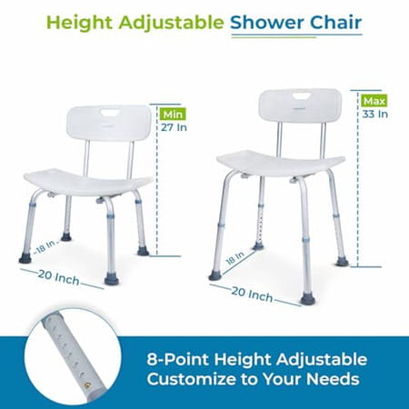 Everactiv Waterproof Shower Chair Stool | Backrest For Elders