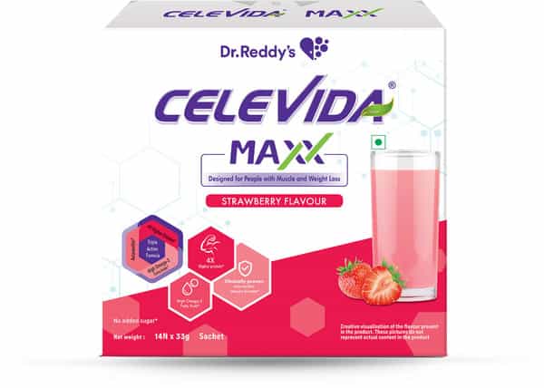 Celevida Maxx-High-Protein & Immunity Supplement-Supports Muscle Health |Strawberry|462G