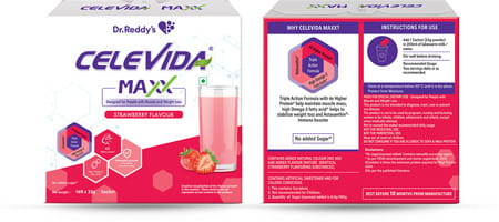 Celevida Maxx-High-Protein & Immunity Supplement-Supports Muscle Health |Strawberry|462g
