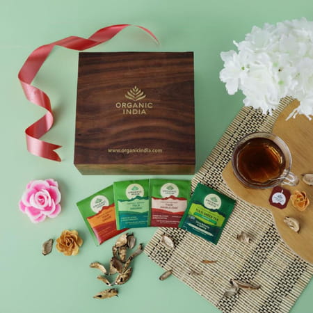 Organic India Executive Wooden 60 Teabags Box (Old Flr)