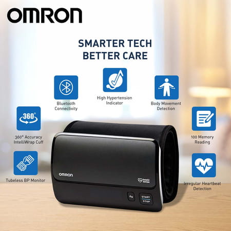 Omron Smart Elite+ Hem 7600t Tubeless 360 Accurate Digital Blood Pressure Monitor Black
