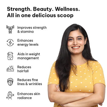 Hk Vitals Veg Collagen (Mixed Fruit | 100g) & Proteinup Women (Chocolate | 250g)