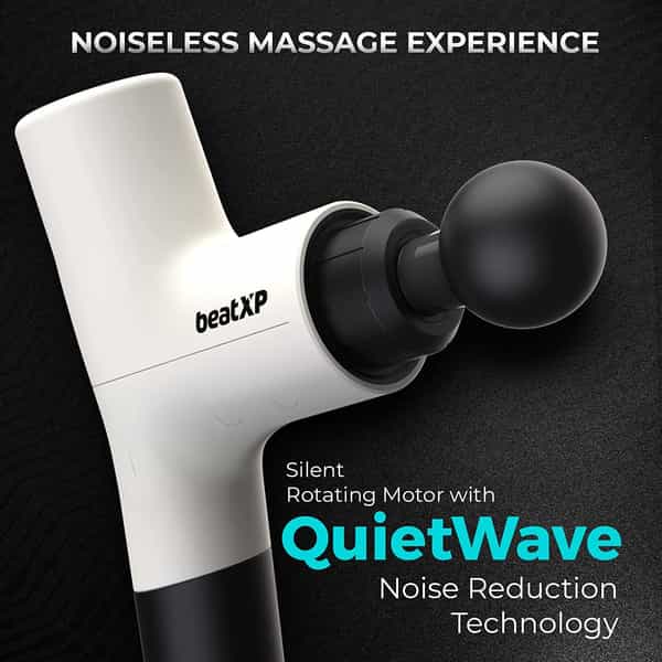 Beatxp Bolt Prime Tissue Massage Gun Percussion Muscle Massager For Full Body Pain Relief (White)