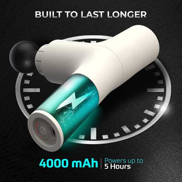 Beatxp Bolt Prime Tissue Massage Gun Percussion Muscle Massager For Full Body Pain Relief (White)
