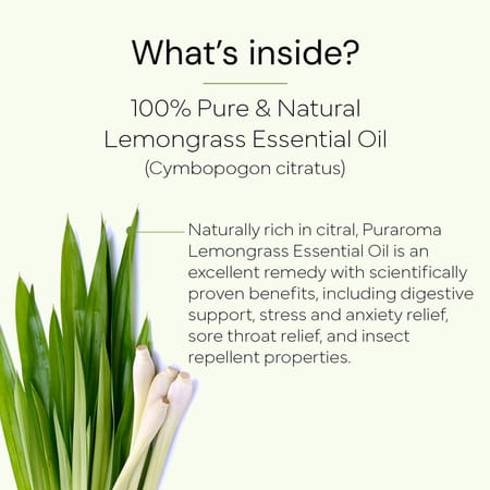 Puraroma Lemongrass Essential Oil - 10 Ml