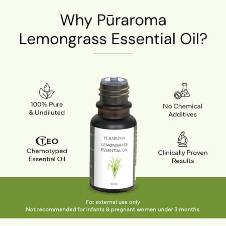 Puraroma Lemongrass Essential Oil - 10 Ml