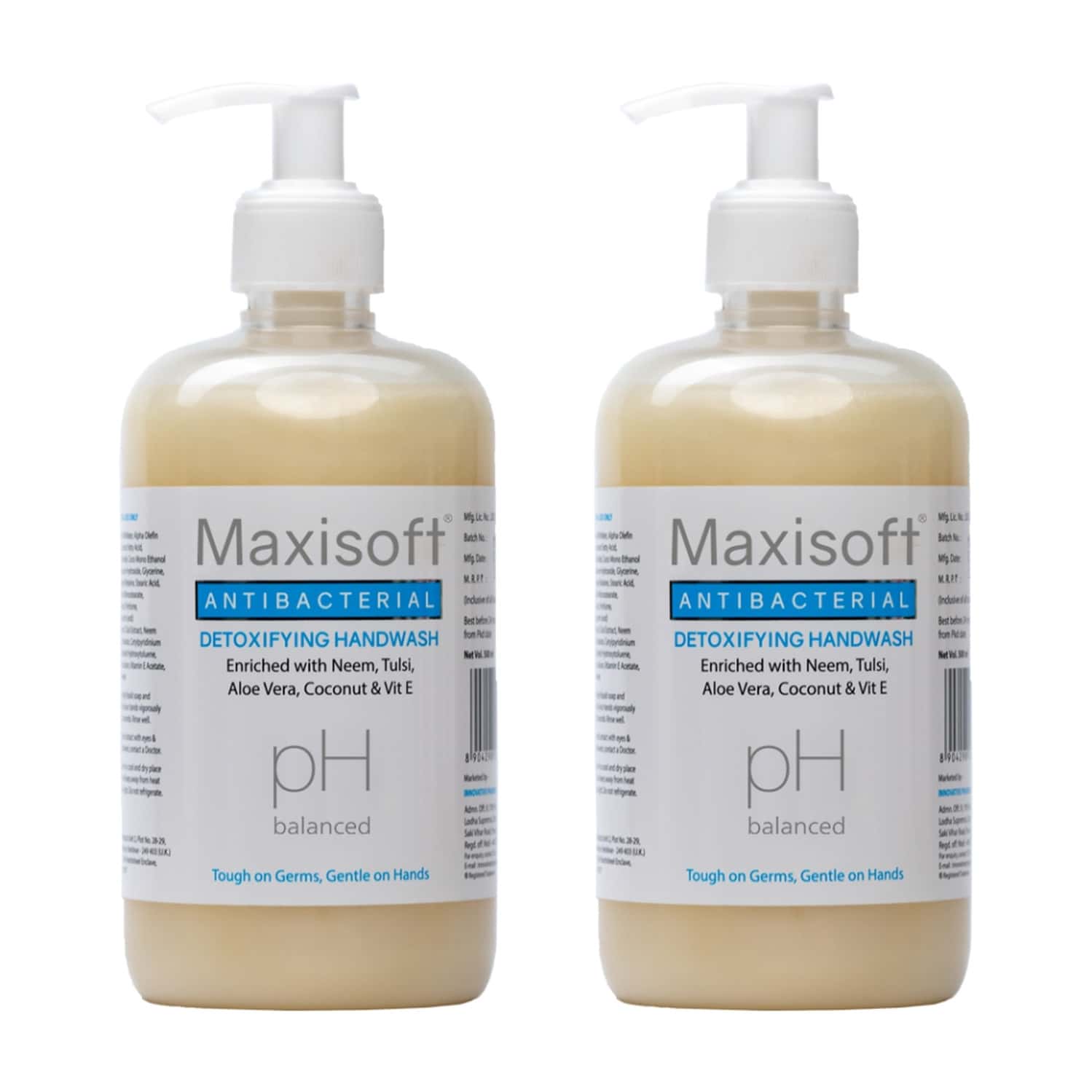 Maxisoft Antibacterial Detoxifying | Ph Balanced | Hand Wash | Bottle | 500 Ml | Pack Of 2