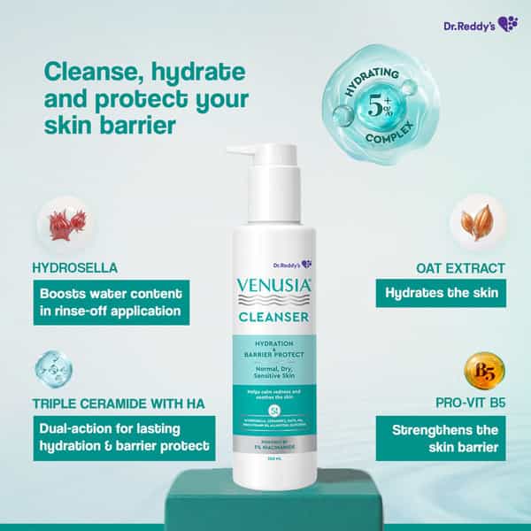 Venusia Hydrating & Barrier Protect Cleanser | For Normal | Dry | And Sensitive Skin | 250Ml