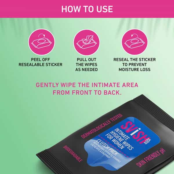 Svish On The Go Intimate Hygiene Wipes For Women|Cucumber Fragrance & Natural Extracts (4X10 Pulls)