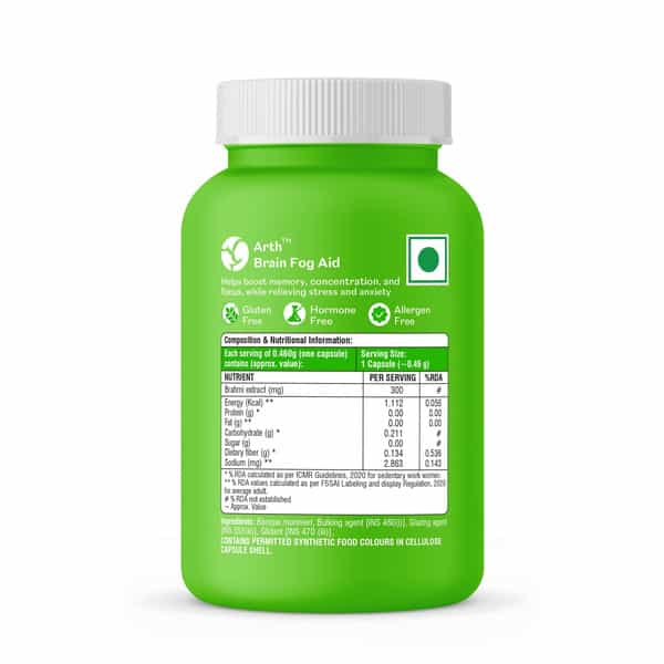 Arth Brain Fog Support For Women Over 40 Years Having Menopause Symptoms 30 Veg Capsules