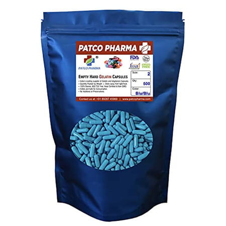 Patco Pharma - Size 2 Sky Blue Empty Gelatin Pill Capsule - Gluten Free | Diy Powder Filling.