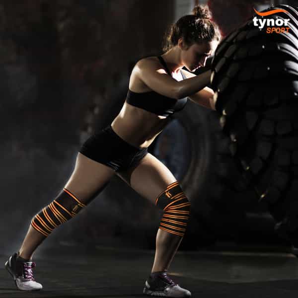 Tynor Weight Lifting Knee Wrap Black & Orange Universal Pack Of 2