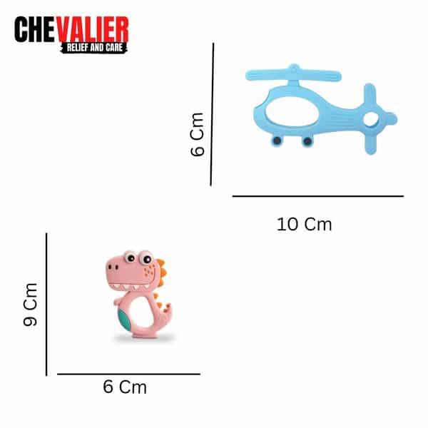 Chevalier Soft Silicone Rubber Baby Teether | Soothes Sore Gums Chew Infant Toy Combo 2 Dphs