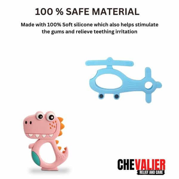 Chevalier Soft Silicone Rubber Baby Teether | Soothes Sore Gums Chew Infant Toy Combo 2 Dphs