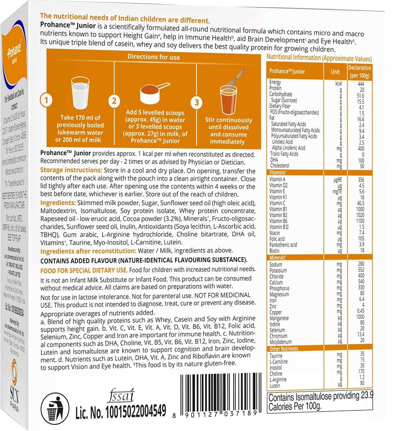 Buy PROHANCE JUNIOR CHOCOLATE REFILL POWDER 200 GM Online & Get Upto