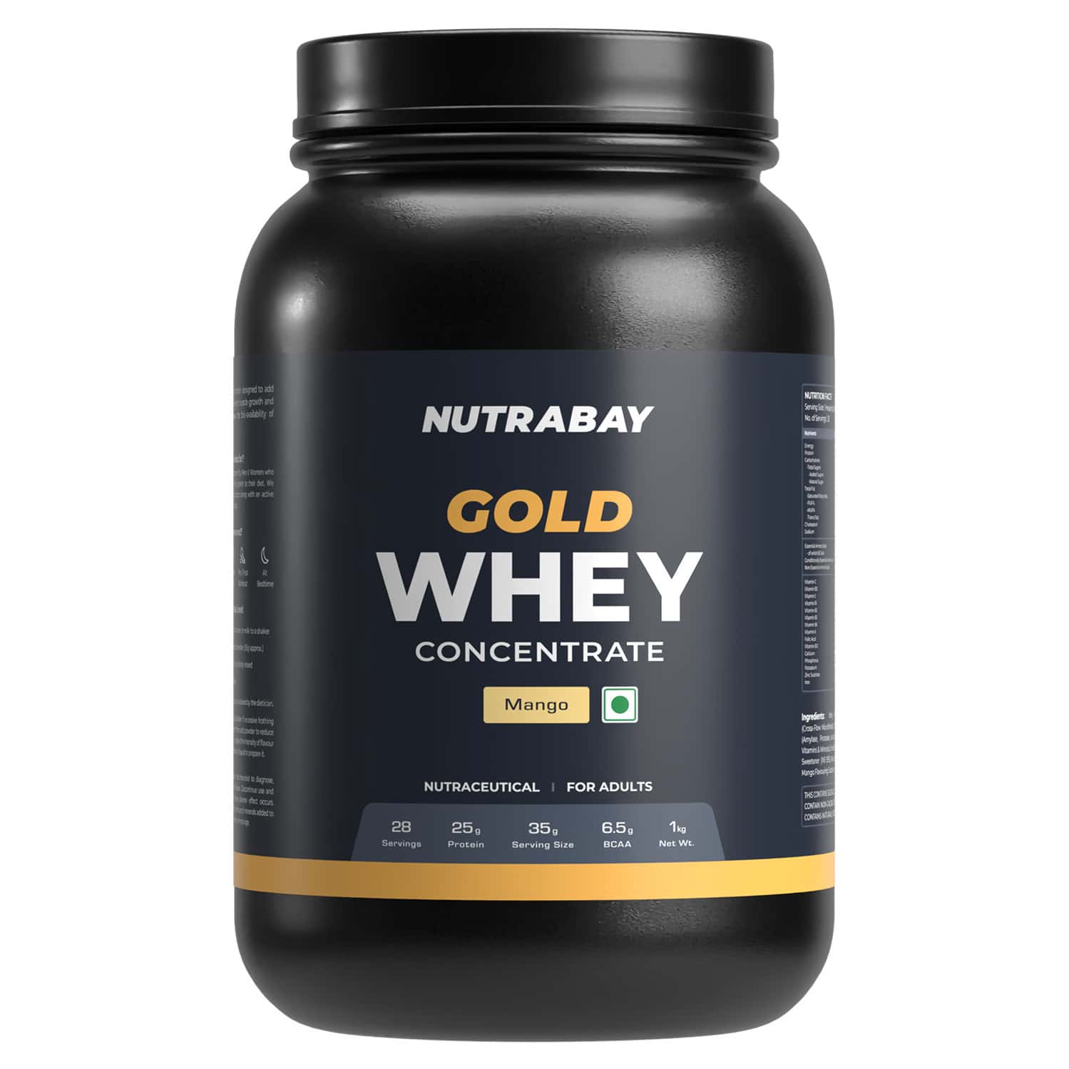 Nutrabay Gold 100% Whey Protein Concentrate|25g Protein|muscle Support & Recovery|mango | 1 Kg