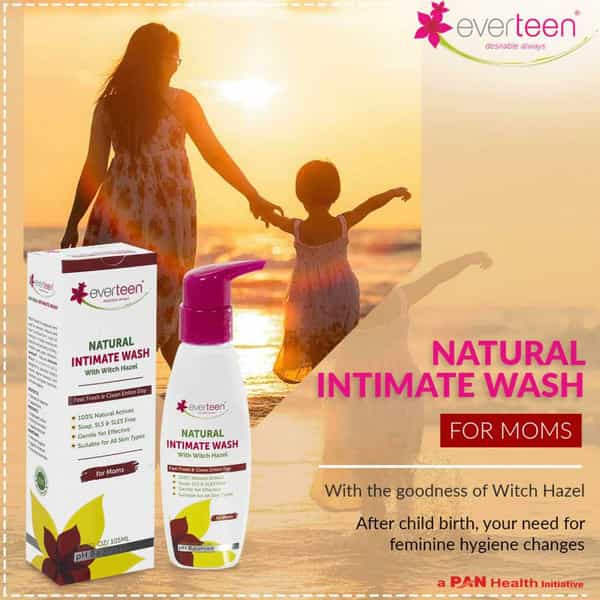 Everteen Witch Hazel Natural Intimate Wash For Feminine Intimate Hygiene In Moms 1 Pack- 105Ml