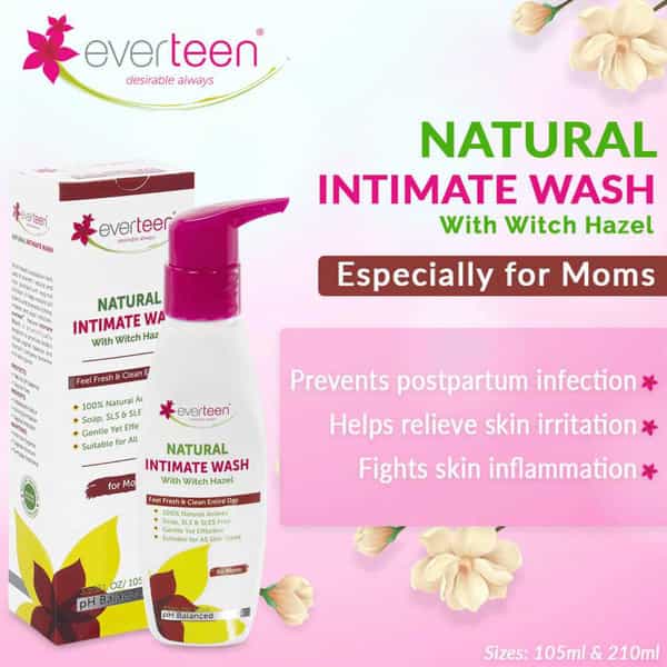 Everteen Witch Hazel Natural Intimate Wash For Feminine Intimate Hygiene In Moms 1 Pack- 105Ml