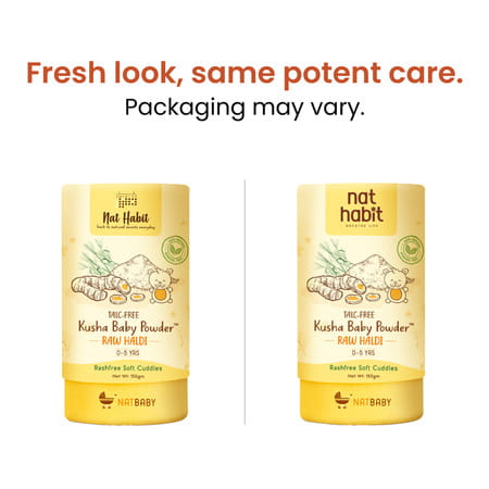 Nat Habit Talc Free Natural Kusha Baby Powder With Raw Haldi And Duba/Darbha | 150g