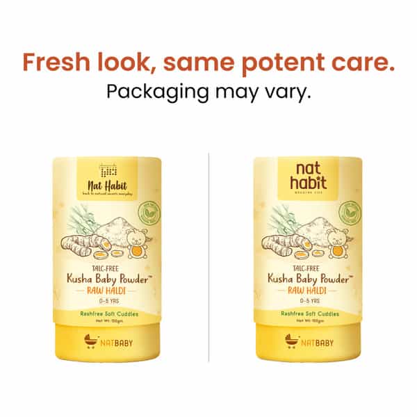 Nat Habit Talc Free Natural Kusha Baby Powder With Raw Haldi And Duba/Darbha | 150G