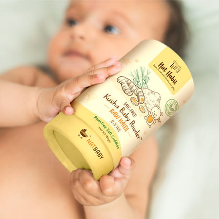 Nat Habit Talc Free Natural Kusha Baby Powder With Raw Haldi And Duba/Darbha | 150g