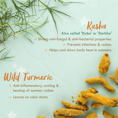 Nat Habit Talc Free Natural Kusha Baby Powder With Raw Haldi And Duba/Darbha | 150g